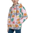 thumbnail image 2 of Lsque Tropical Plants Patten Youth Hoodie Sweatshirt Pullover with Kangaroo Pocket Boys and Girls Hoodie Warm Hoodie for Kids-Small, 2 of 6