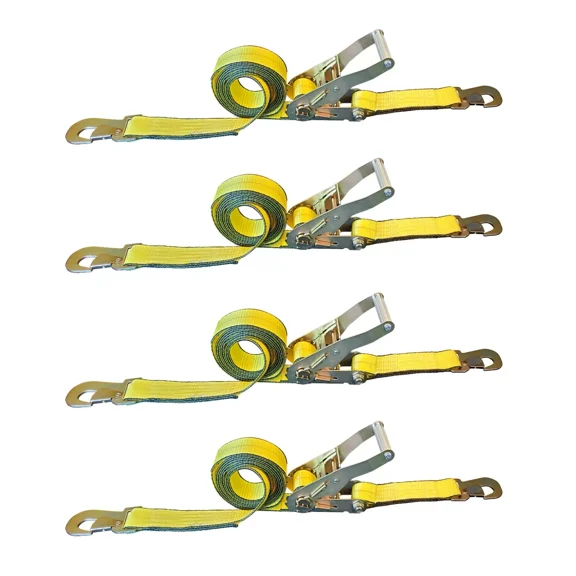 Mega Cargo Control USA 2" x 8' Ratchet Strap W/ Flat Snap Hook - (4-Pack) - WLL: 1666 lbs