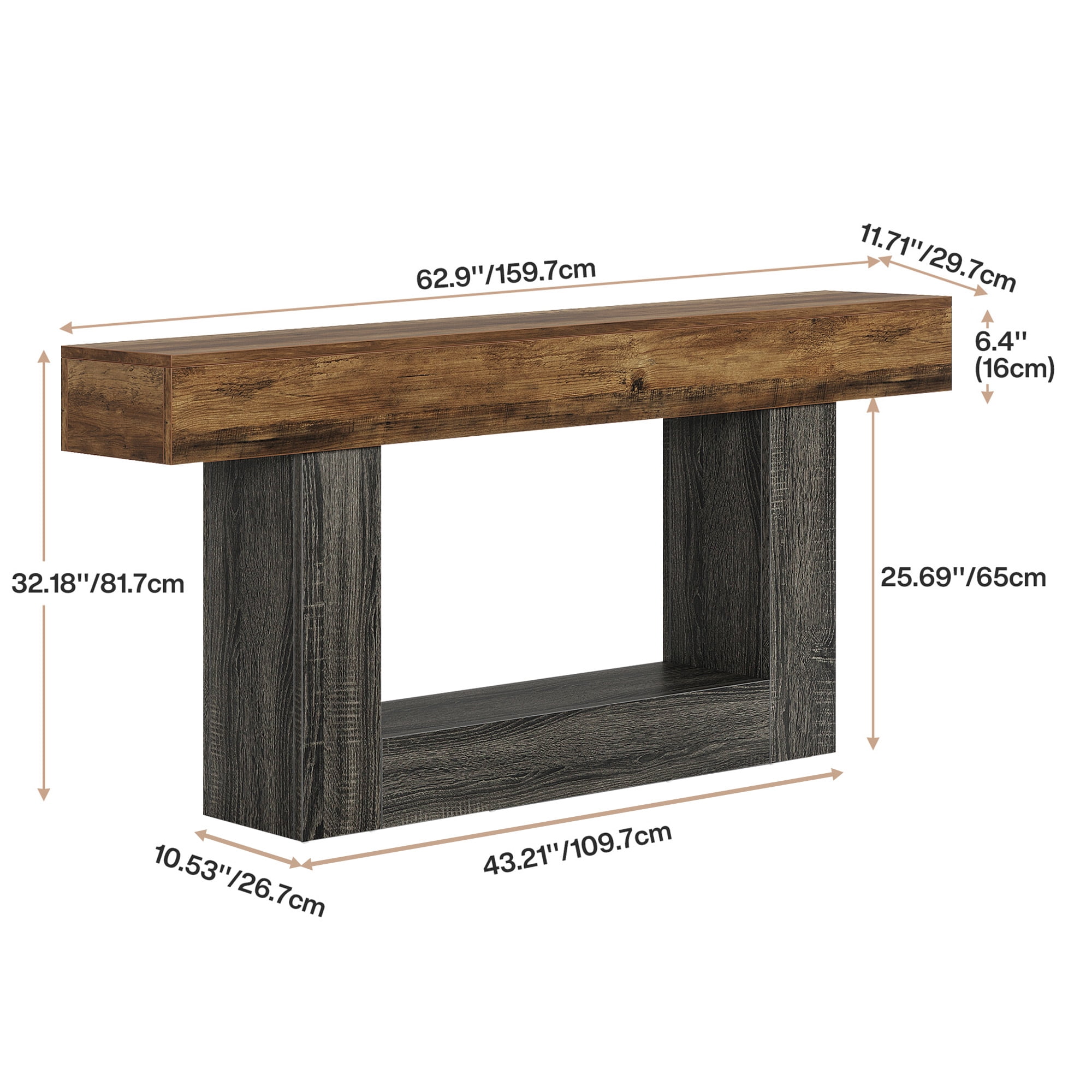 MAYEERTY Console Table with Lower Storage Shelf for Decor & Vases