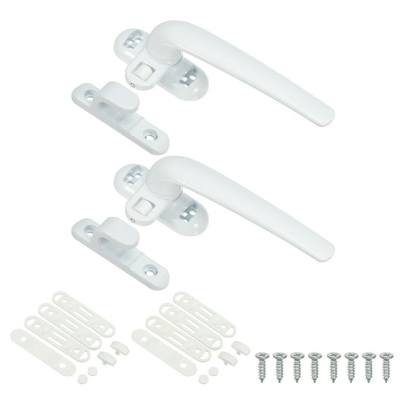 Uxcell 2pack Aluminum Alloy Window Handle Casement Window Lock for Vertical Horizontal Sliding Window, White(Right Hand)