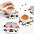 thumbnail image 3 of KLL Drink Coasters Set Hexagon of 4,PU Leather Absorbent Coasters Set Decorative Coffee Cup Coasters Housewarming Gift for Home Decor-Merry Christmas Gnome1, 3 of 5