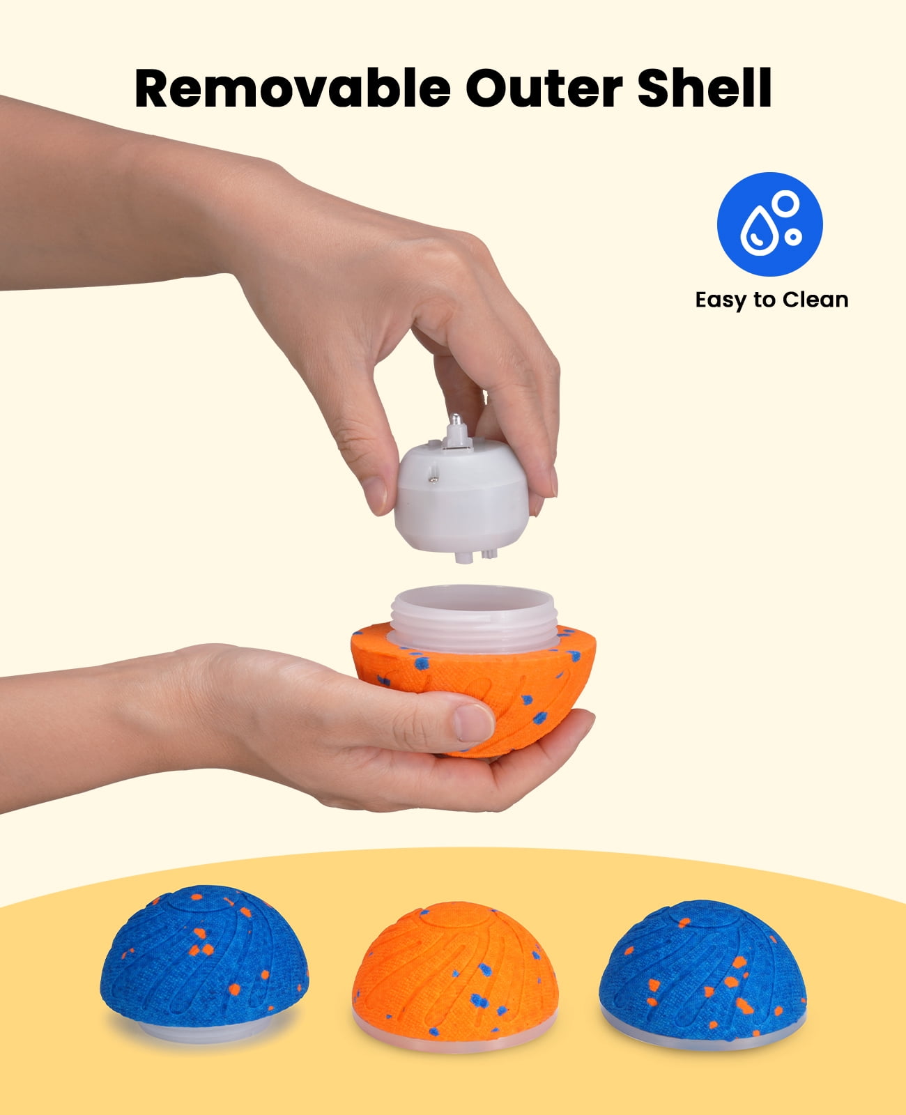 2 Pack Smart Interactive Dog Balls, Automatic Moving Ball for Medium and Large Dogs, ETPU New Material, Motion Activated Rolling & Rotating Bouncy Toy for Dog Stimulation, 1 Orange + 1 Blue