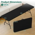 thumbnail image 5 of WLLJOY 8FT Folding Table, Portable Heavy Duty Camping Table with Carrying Handle, Anti-fouling and Sun-Proof Suitable for Meetings, Parties, Camping and Weddings, Black, 5 of 10