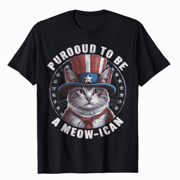 4th of July Cat Purroud To Be A Meowican, American Cat Woman T-Shirt
