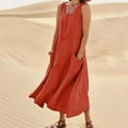 thumbnail image 2 of Kcodviy Robe pour Femmes 2025 Robes Courtes pour Femmes Robe Décontractée Unie Robe Sans Manches Robe Décontractée pour Femmes avec Poche Robe Ample Robe Mi-Longue Robe Débardeur Robe Maxi, 2 of 6