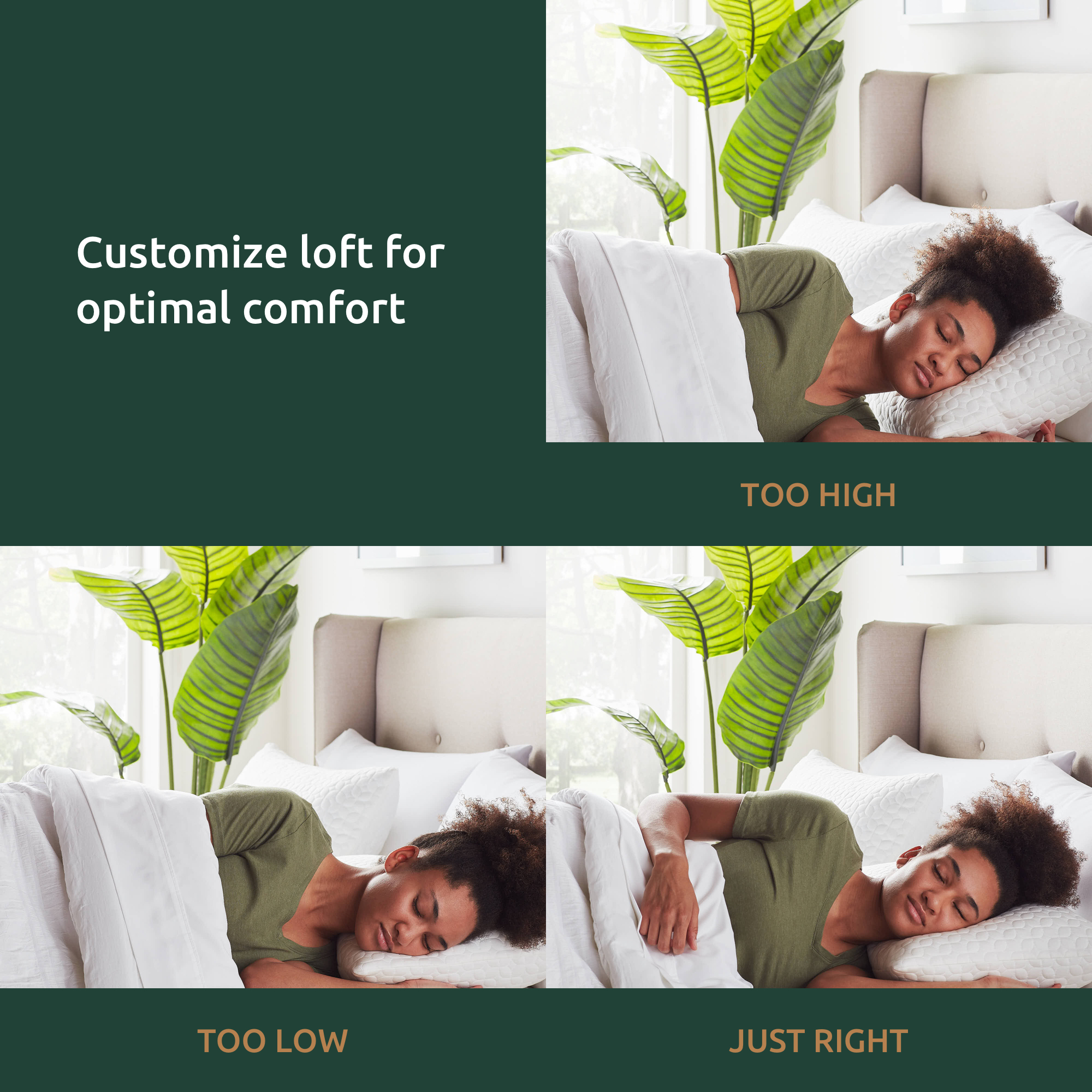 Rest Haven Ultra Plush Bed Pillow with Shredded Foam and Customizable Loft, Queen, 2 Pack