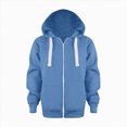 thumbnail image 2 of KPOPLK Baby Boys Zip Up Hoodie Toddler Boys Jacket Solid Winter Long Sleeve Hooded Sweatshirt Tops Fall Coat Kids 1-9 Years Blue Size 6-7 Years, 2 of 7