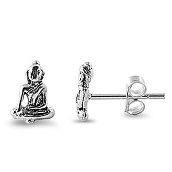 Buddha Stud Earrings .925 Sterling Silver Jewelry Female Unisex