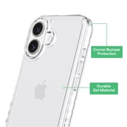 onn Protective Gel Phone Case for iPhone 16 - Clear