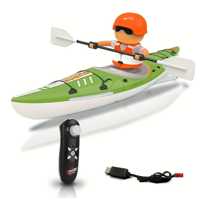 LNGOOR 2.4G Remote Control Boat Remote Control Kayak Remote Control Creative Toy With Light And Two Drive Modes Swimming Pool Bathtub Inflatable Bath Pool Toy Halloween Christmas G