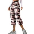 thumbnail image 2 of Women's Casual Pants Women'S Casual Camouflage Print Cargo Pants Stretch Elastic Waist Tapered Pants With Pockets,Pink Women's Casual Pants XL, 2 of 7