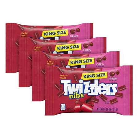 Cherry Licorice Candy Nibz, 4.28 oz King Size Bag, 4 Pack (17.12 oz Total)