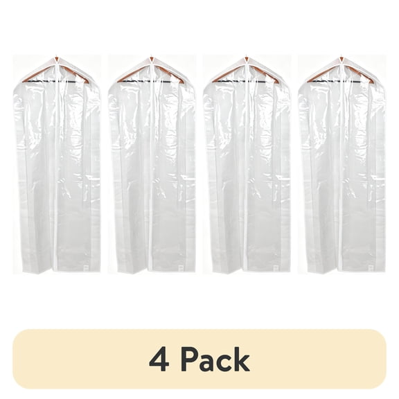 (4 pack) Mainstays Suit and Dress Hanging Bag, Arctic White / Non-Woven
