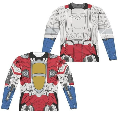 Trevco Sportswear HBRO234FB-ALPP-2 Transformer Starscream Costume Front & Back Print-Long Sleeve Adult Poly Crew T-Shirt, White - Medium