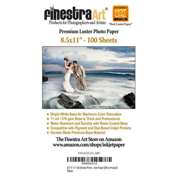 8.5" X 11" Premium Luster Inkjet Photo Paper - 100 Sheets