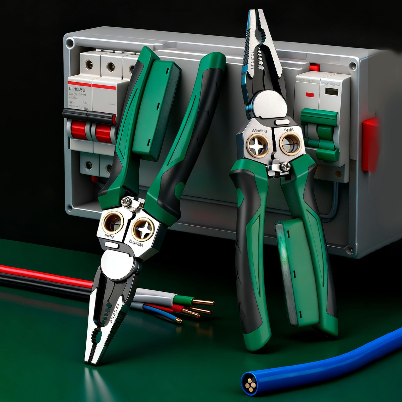 Wire Strippers with Voltage Tester, 8 In 1 Wire Stripping Pliers for Cutting and Pulling, Cable Scissors for Scraping and Pressing Wires with Voltage Test, Wire Stripper Tools for Electrician Work