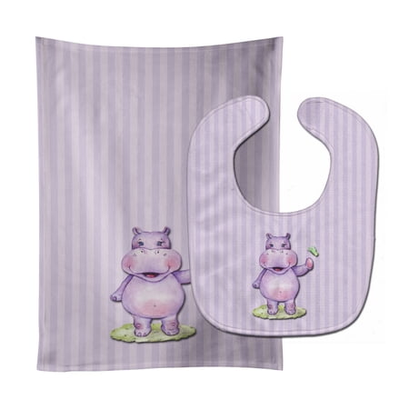 Carolines Treasures BB7147STBU Hippopotamus Baby Bib and Burp Cloth 11 x 18 multicolor