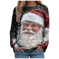 thumbnail image 3 of Futezty Women's Raglan Shirt Christmas Tops Long Sleeve Xmas Pullover Blouse Red Glass Santa Hat Graphic Sweatshirt, 3 of 7
