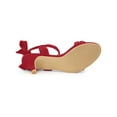 thumbnail image 5 of BLISSFUL STEP Women Open Toe Ankle Bow Tie Mid Heels Sandals Red 8, 5 of 7