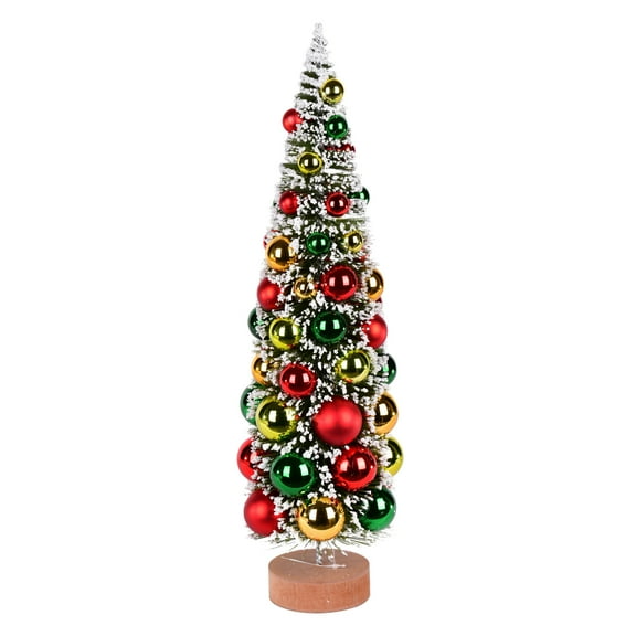 Vickerman 18" Vintage Tabletop Frosted Green Artificial Christmas Tree, Red, Frosted Green, Gold Ornament