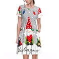 thumbnail image 1 of Disketp Merry Christmas Gnome1 para Vestido de Manga Corta para Mujeres, Vestidos de Verano para Mujeres, Casual y Holgado para la Playa, 1 of 6