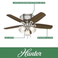 thumbnail image 2 of Ventilador de techo tradicional Hunter Fan, de 42 pulgadas, de perfil bajo, en bronce nuevo, con tres luces y carcasa de vidrio blanco (renovado) (níquel cepillado), 2 of 9
