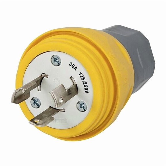 Hubbell Wiring Device-Kellems WT LckPlg,Strt;30 A;Yellow,Elastmr,3Blds HBL28W08