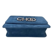 Jimmy Choo Kalina Parrot Blue Suede Small Womens Chain Wallet