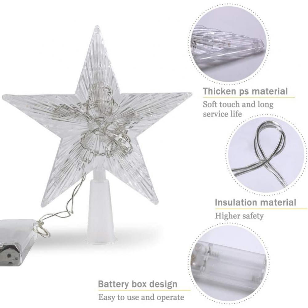 LED Lighted Christmas Tree Topper Star 6.3 x 7 Inch Star Tree Topper Xmas Ornaments Party Home Decoration (Colorful Light)