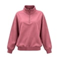 thumbnail image 4 of Hurxie Womens Quarter Zip Pullover Casual Shirts Half Zip Sweatshirts 1/4 Zip Pullover Women Pullover Sweatshirts Pink,S, 4 of 7
