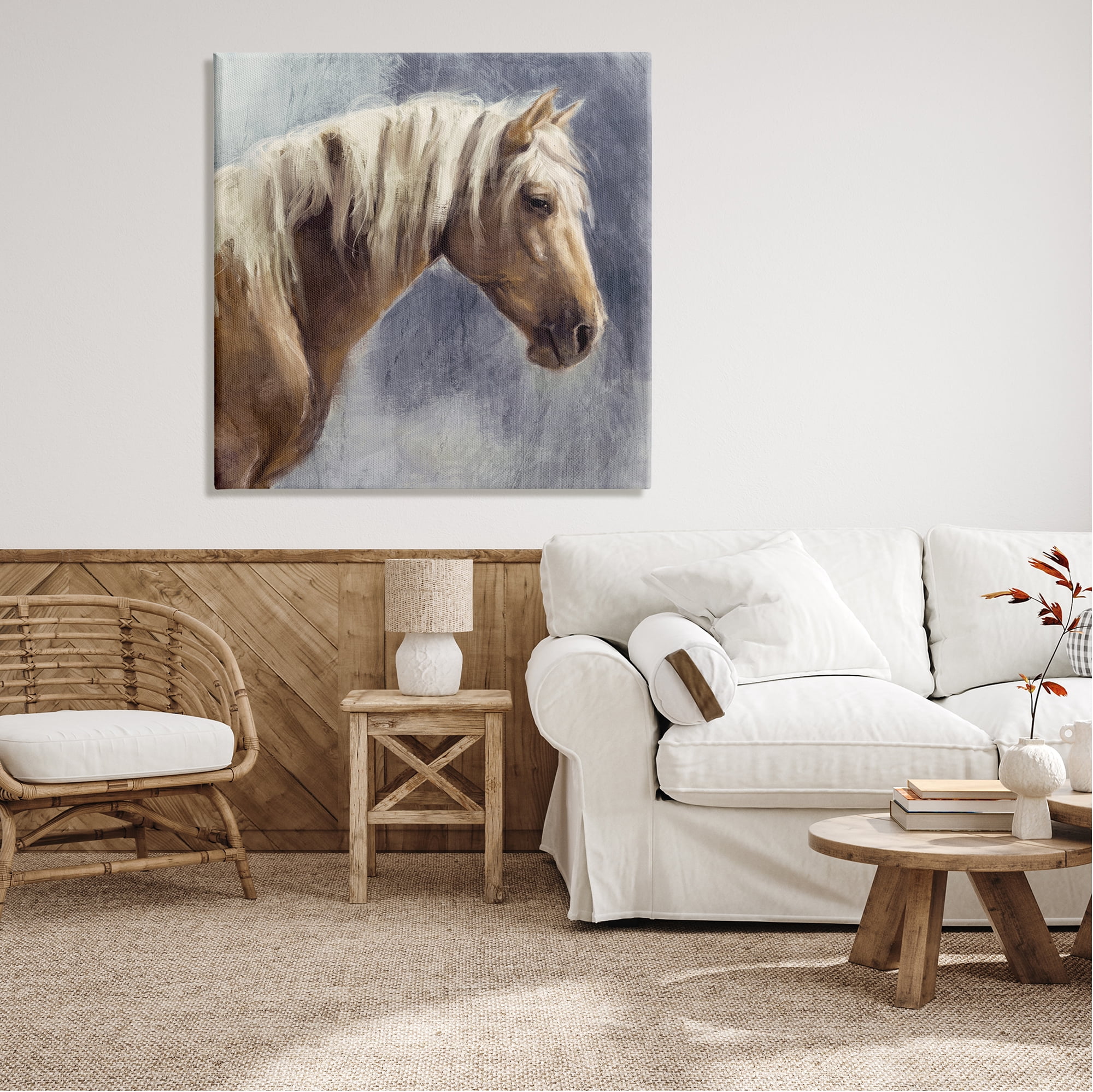 Stupell Industries Golden Boy Horse Portrait Animals & Insects Painting Gallery Wrapped Canvas Print Wall Art, 36 x 36