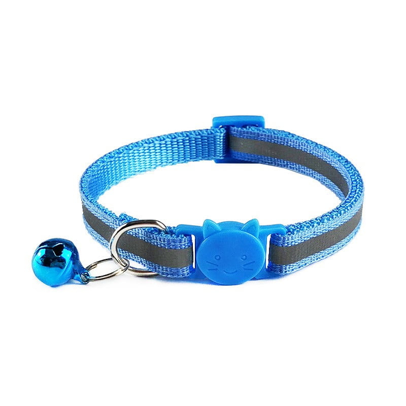 5Pcs Colorful Adjustable Pet  Dog Cat Collar Buckle Necklace With Bell Safety 