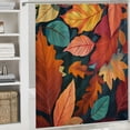 thumbnail image 6 of PRATYUS Autumn Leaves Shower Curtain Set with Hooks Chic Modern Bathroom Decor Polyester Fiber Fabric Waterproof Shower Curtain 69"x72, 6 of 7