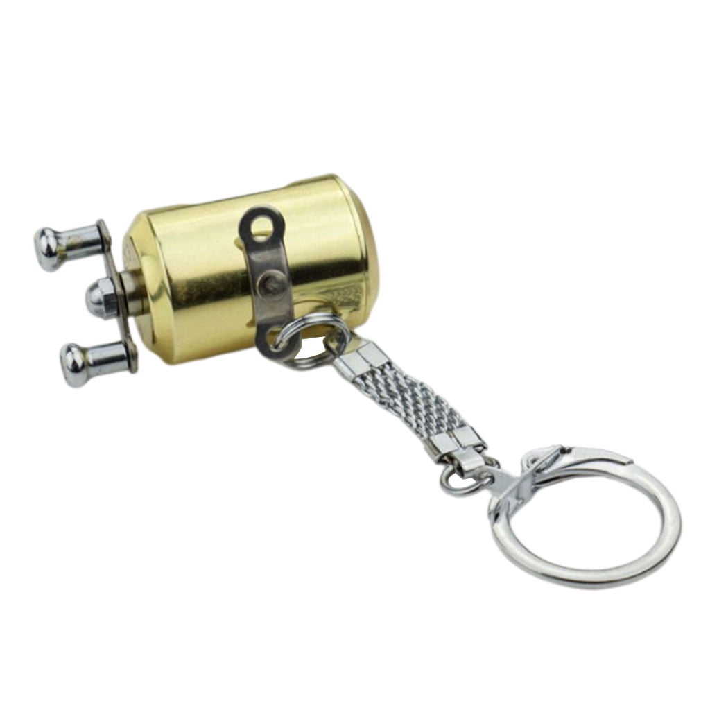Cool Key Ring Metal Golden Fly Fishing Reel Golden Key Chain Diameter 1 inch 