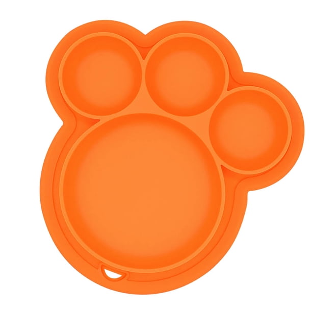 Cateissary de cena para niños, alimentación de silicona, frutas, dividido, cuenco, forma de pata, vajilla de alimentación, juguete para Mostrada Naranja Cateissary HA003350-03