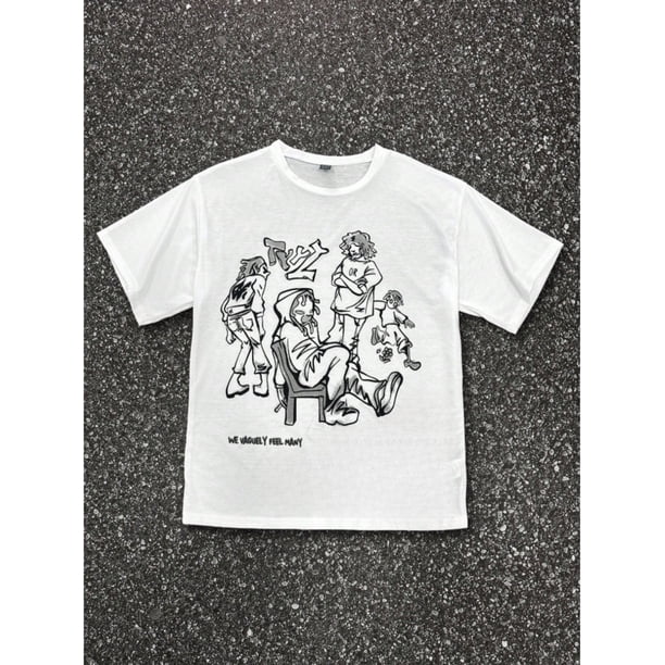 Women's alphabet Printed T-Shirt With Character Design Graphic Tees Women Tops