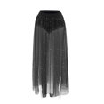 thumbnail image 4 of Homenesgenics Skirt for Women Plus Size Womens Solid Color Perspective Pleated Skirt with Lace Shiny Crystal Mesh Buttocks Wrapped Skirt High Waisted and Long Half Length Skirt Black XL, 4 of 7