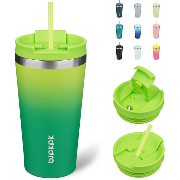 18oz Tumbler With lid And Straw Stainless Steel Travel Coffee Mug Insulated Tumblers Cups,Bamboo Grove