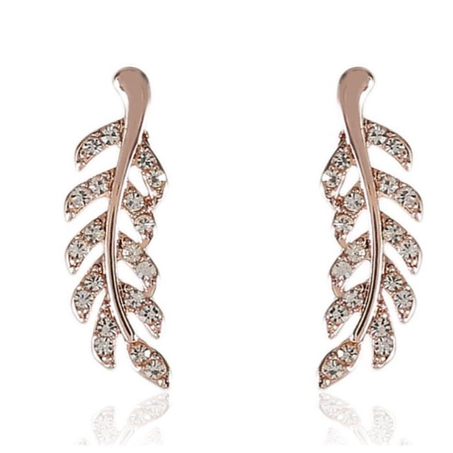 PVCS Personality Earrings Leaves Double-Sided Diamond Earrings Irregular Mesh