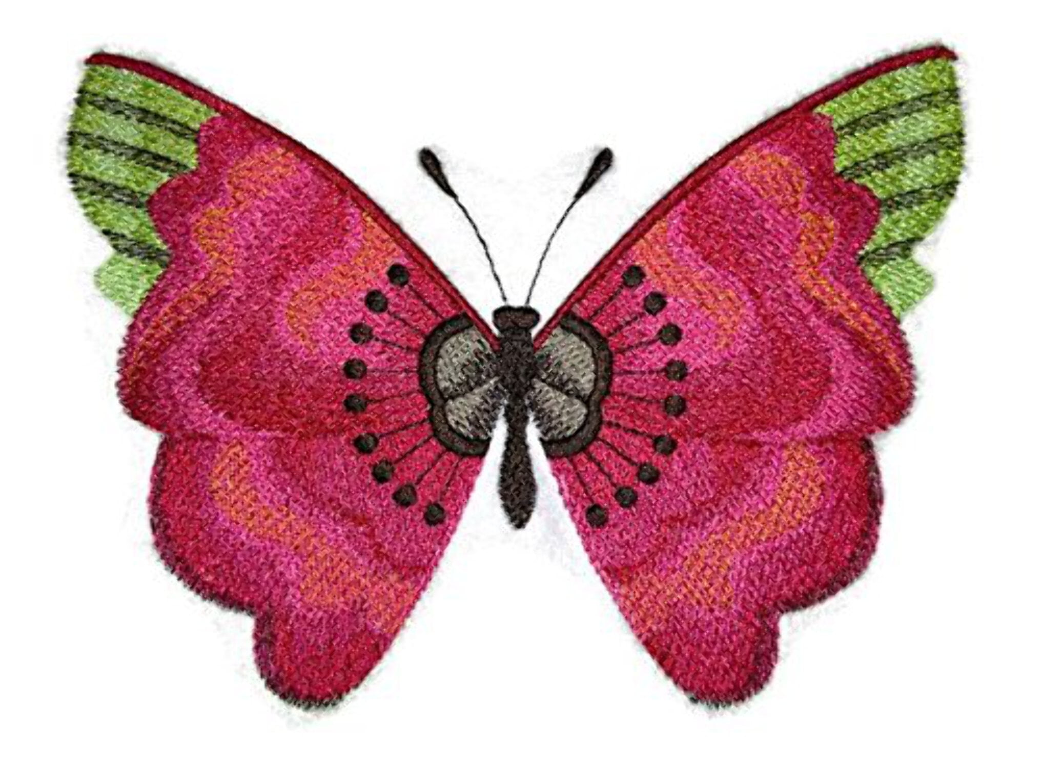 BeyondVision Custom and Unique Water Color Blooms and Butterflies [Watercolor Poppy Butterfly] Embroidered Iron on/Sew patch [6.6" 4.82"]