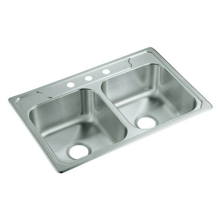 Sterling By Kohler Middleton 14633 3 Double Basin Drop In Kitchen Sink