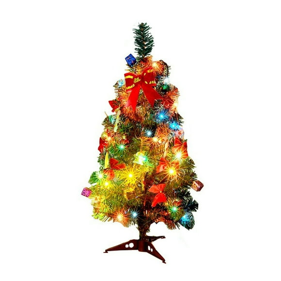 EeaseMX Juego de árbol de Navidad de 25 piezas, pie de madera maciza con luz LED esférica, mini mesa, decoración de fiesta de Navidad de árbol de Navidad con luces de cadena de 30 cm