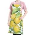 thumbnail image 2 of Yellow Lemon Fruit Flowers LightBlue Apron-Garden Aprons for Women with Pockets-Cotton Linen Waterproof Kitchen Cooking Gardening Aprons Adjustable for Kitchen,Cooking,BBQ and Salon 33x27 Inch, 2 of 3