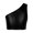 Black, variant on Kids Girls Reflective Crop Tops Single Shoulder Dance Sports Training Bra Tank Vest Stage Show Black 130-140