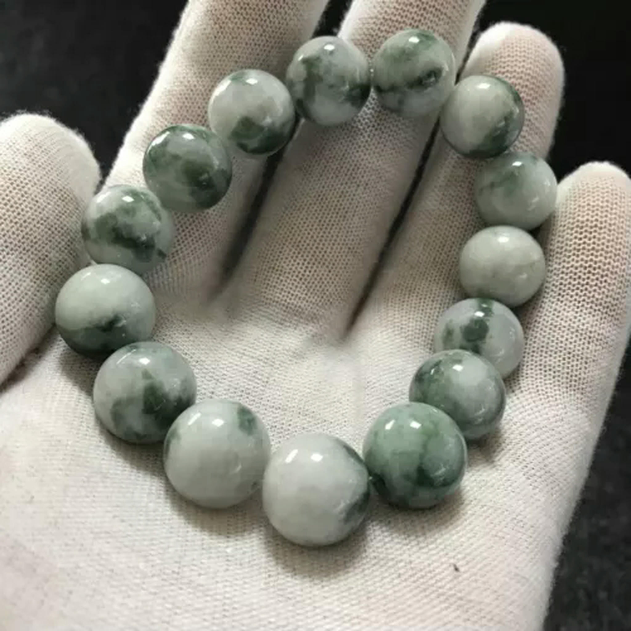 EOEMY 14mm Certified Burma Jade Bracelet Beaded Bracelet Jade Bangle For Men Women