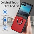 thumbnail image 2 of ELEHOLD for Motorola Razr 40 Ultra Leather Case Cover, with Metal Finger Ring Holder Slim Lightweight Shockproof Non-Slip Case for Motorola Razr 40 Ultra,Red, 2 of 7