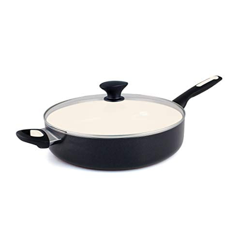 GreenPan Rio Healthy Ceramic Nonstick, Sauté Pan with Lid, 5QT, Black