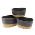 thumbnail image 3 of Evideco French Home Goods Stackable Cotton Storage Basket Gray Texture/Embroidery (3 Pack), 3 of 8