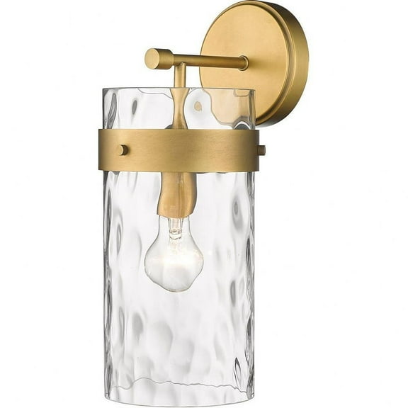 1 Light Coastal Steel Wall Sconce with Cylinder Clear Glass-15.5 inches H By 6.5 inches W-Rubbed Brass  Finish Bailey Street Home 372-Bel-4619995