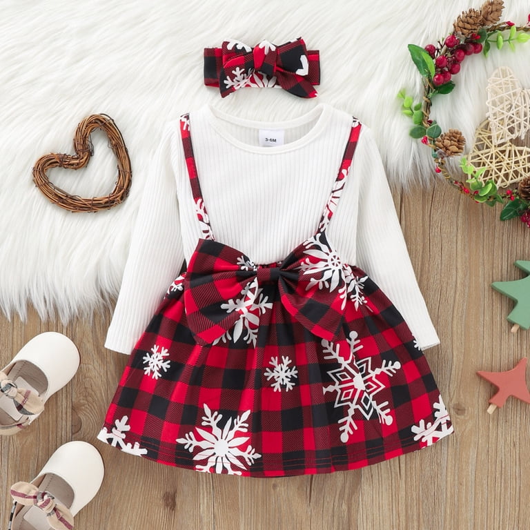 Ketyyh-chn99 Girls Fall Clothes Christmas Party Dresses Fall Long Sleeve  Top Clothes 2 Piece Set 2023 White,95 - Walmart.com